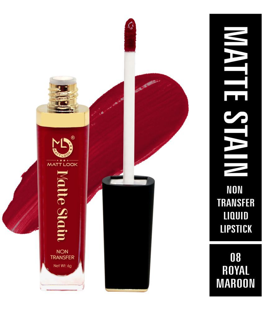     			Mattlook Matte Stain Non-Transfer Liquid Lipstick, Royal Maroon-08, (6gm)