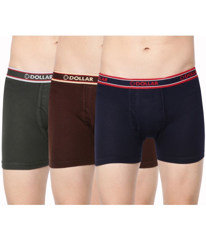     			Pack of 3 Dollar Bigboss Assorted Solid Cotton Blend Men Trunk