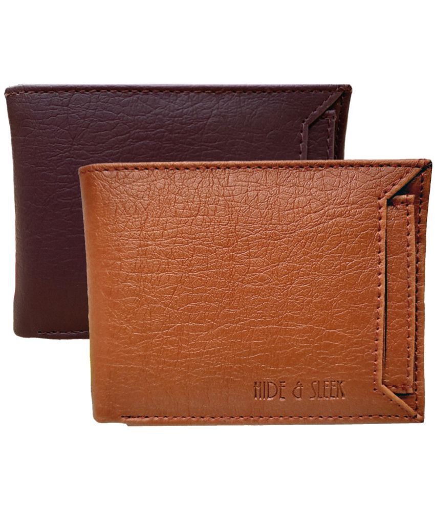     			Hide&Sleek - Multicolor Faux Leather Men's RFID Wallet ( Pack of 2 )
