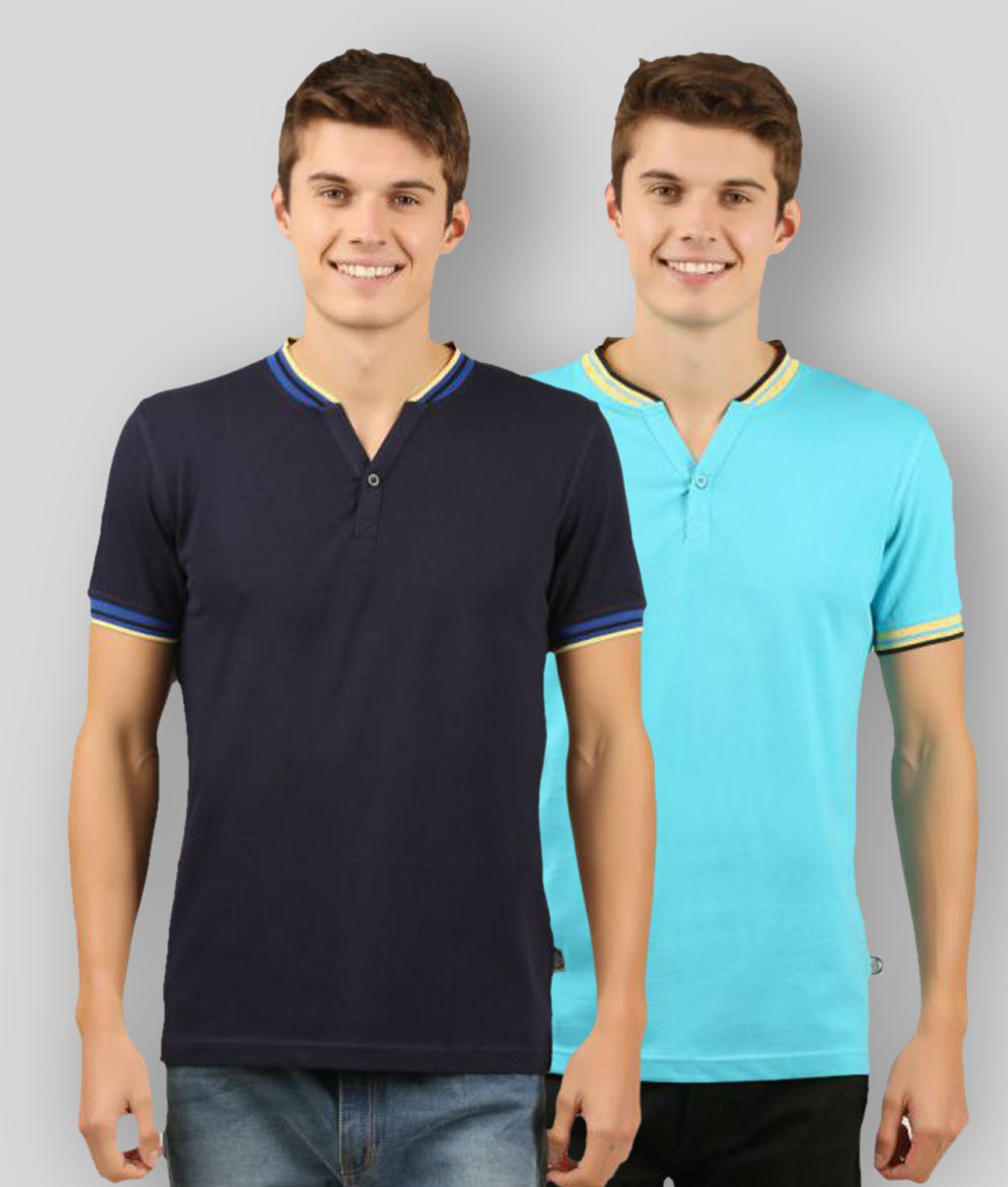 Zebu - Navy Blue Cotton Regular Fit Men's T-Shirt ( Pack of 2 )