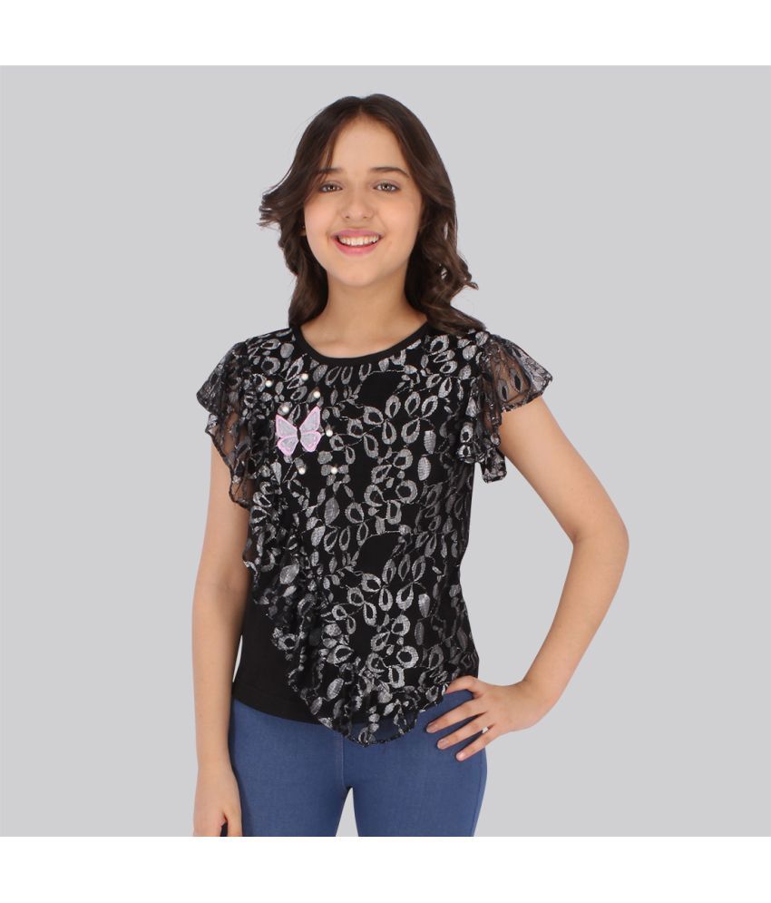     			Cutecumber - Black Cotton Blend Girls Top ( Pack of 1 )