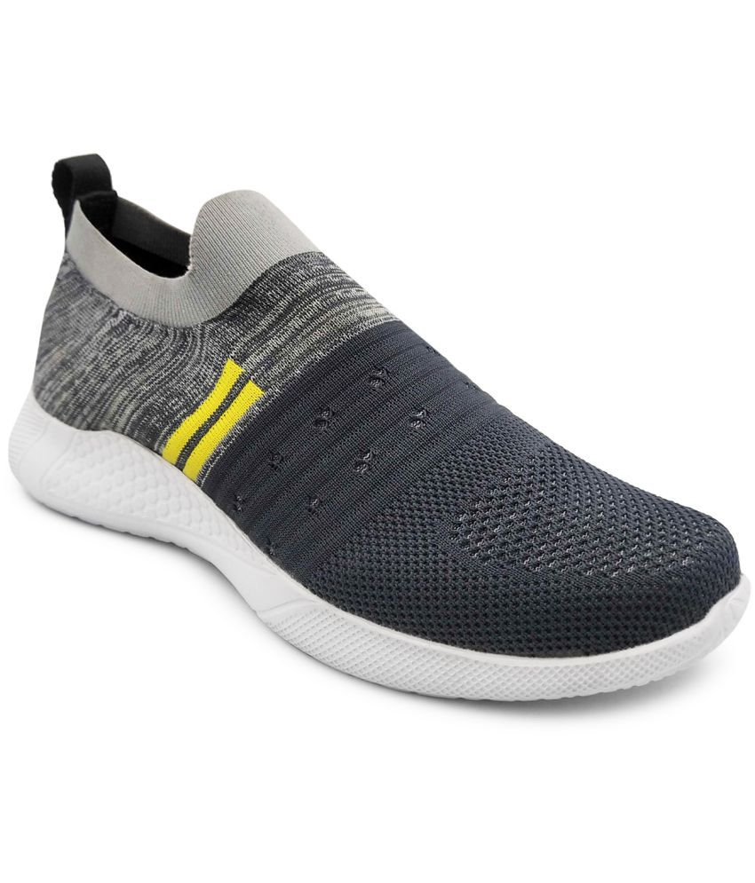 FITMonkey Men Comfortable Running/Sports/Flyknit Slipon Shoes- Gray