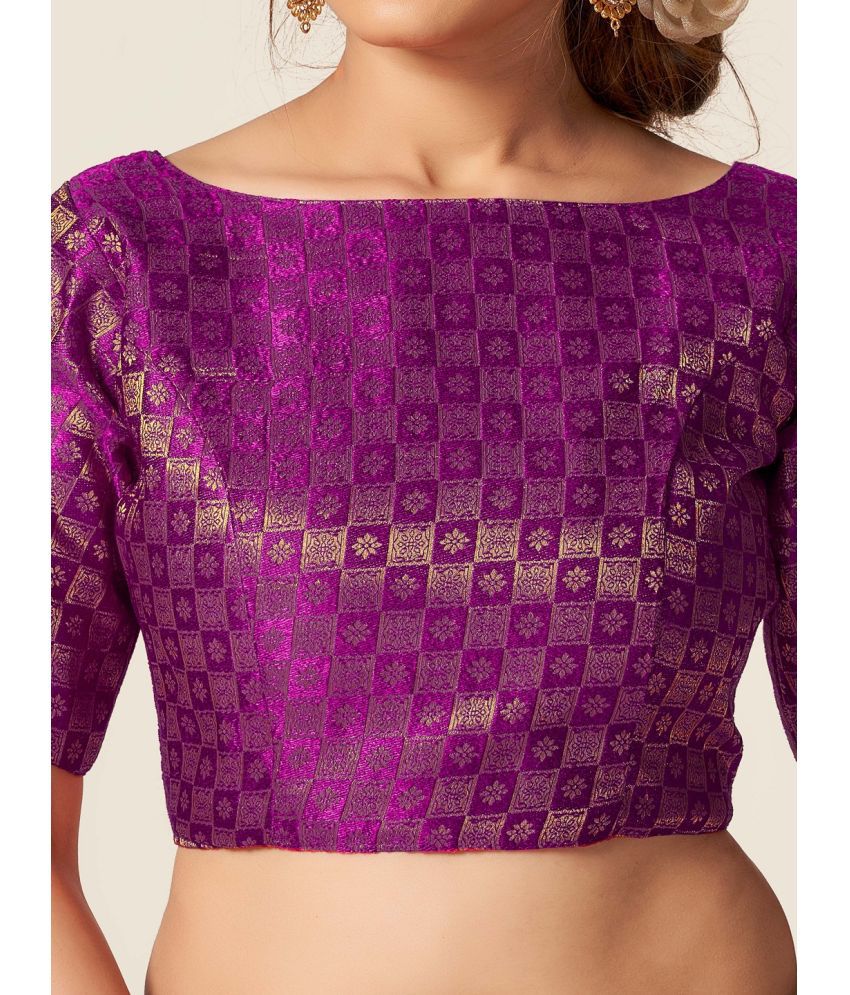 HIMRISE - Purple Readymade with Pad Brocade Women's Blouse ( Pack of 1 ...
