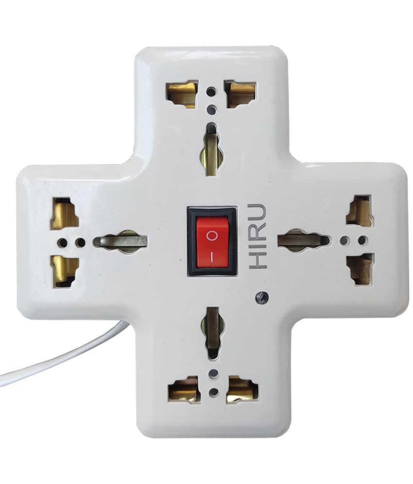     			Hiru Extension Board - 4 Multi Plug Universal Sockets Strip,LED Indicator with Switch 4 Socket Extension Boards  (White, 3 m)