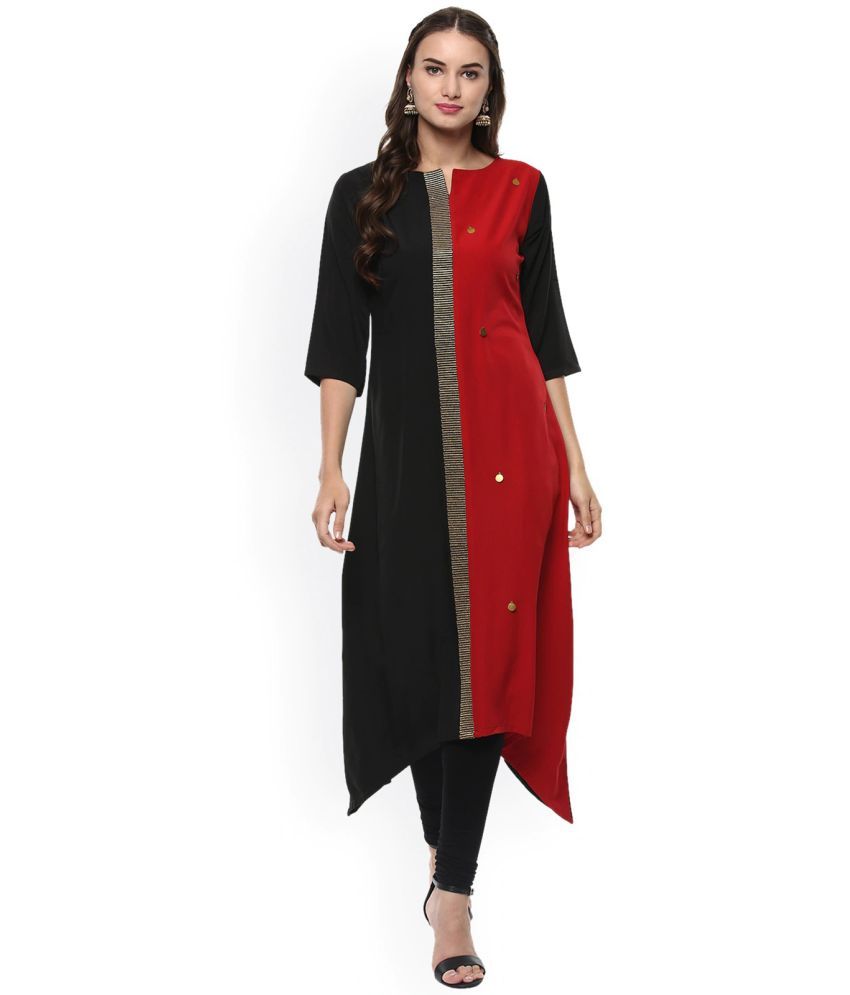     			Janasya - Black Crepe Women's Asymmetrical Kurti ( Pack of 1 )