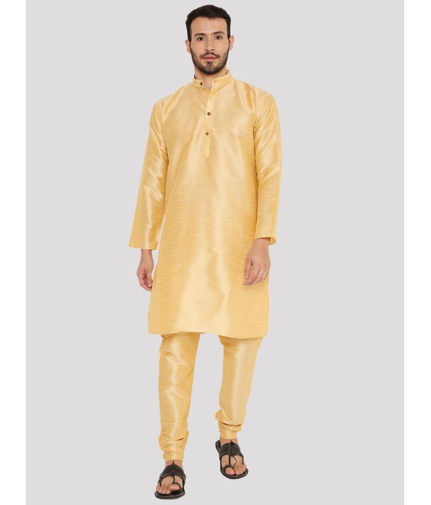     			Maharaja - Beige Silk Regular Fit Men's Kurta Pyjama Set ( Pack of 1 )