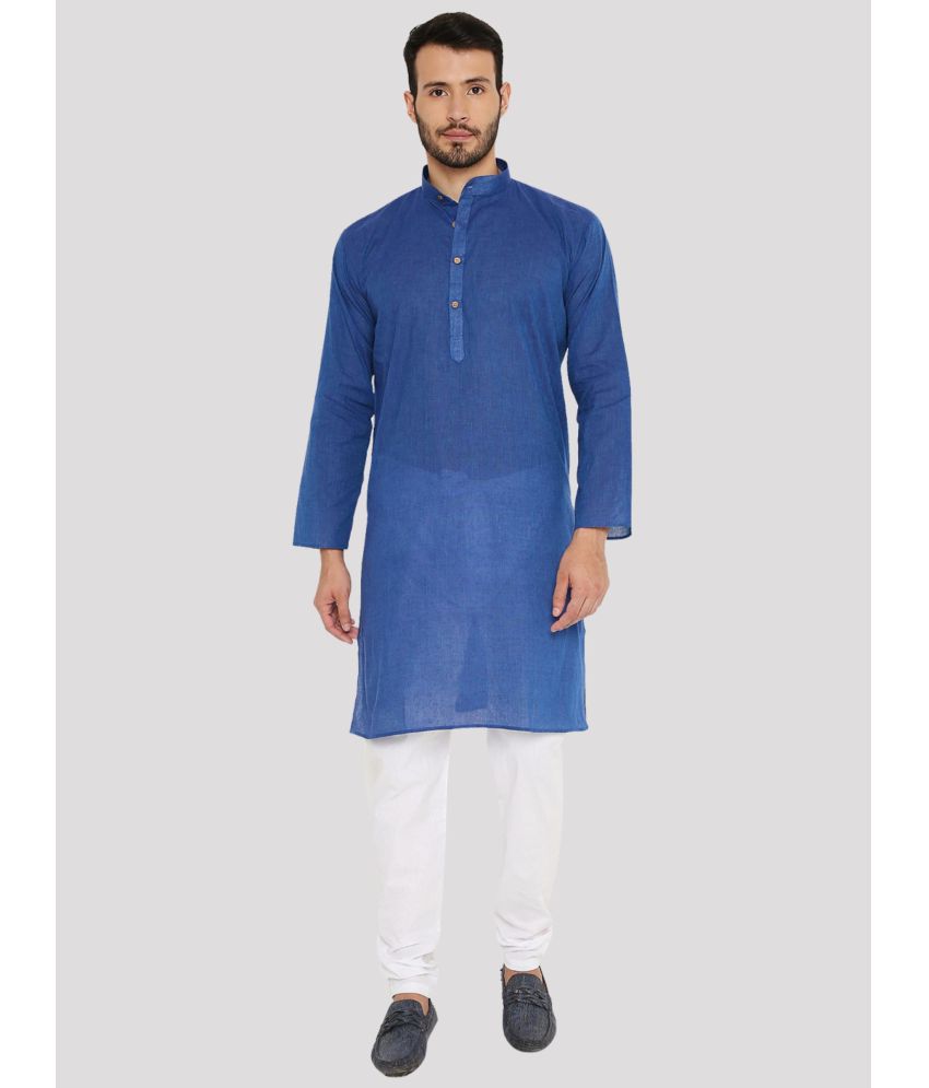     			Maharaja - Blue Cotton Regular Fit Men's Kurta Pyjama Set ( Pack of 1 )