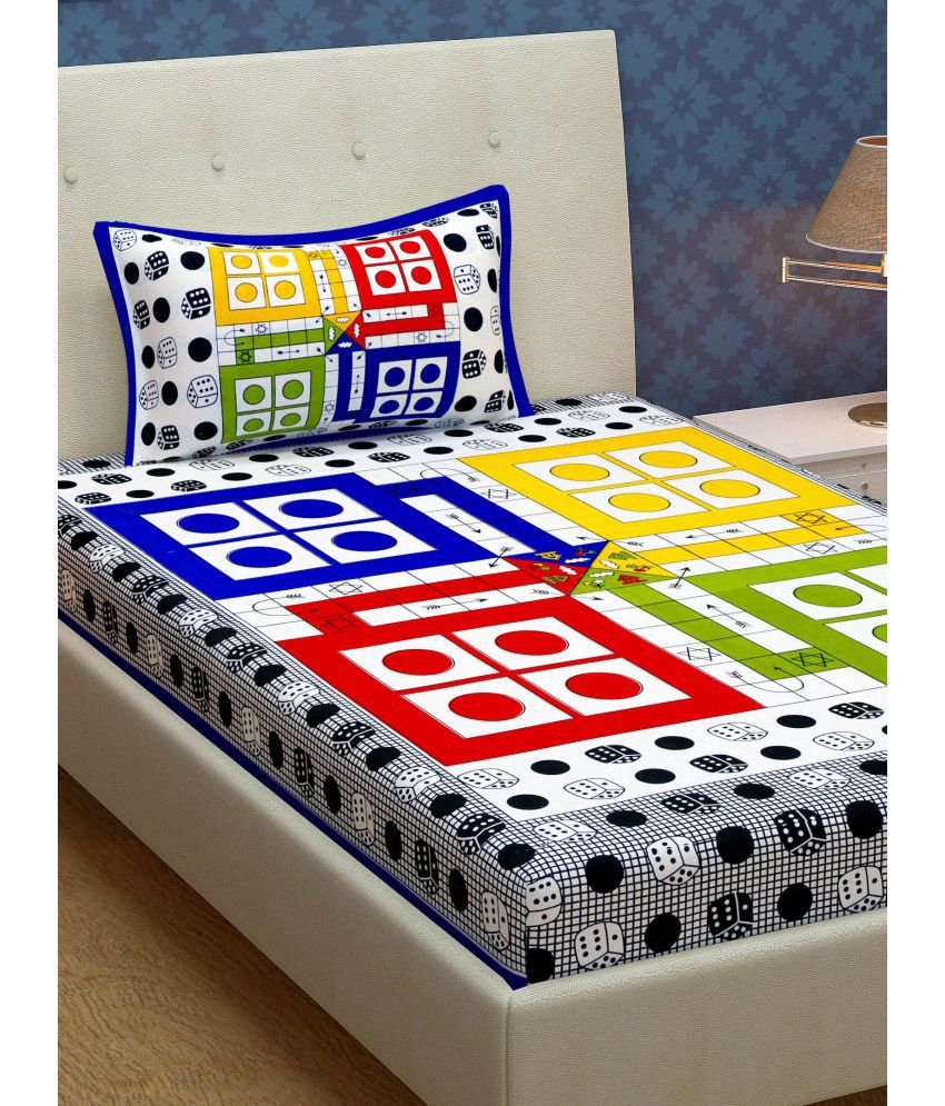     			URBAN MAGIC - Multicolor Cotton Single Bedsheet with 1 Pillow Cover