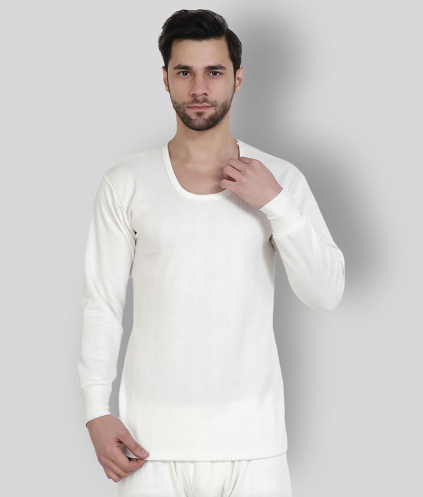 Zeffit - White Cotton Men's Thermal Tops ( Pack of 1 ) - None