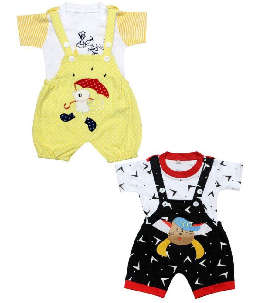     			Babeezworld Pack of 2 Baby Boys Cotton Dungarees ( Multicolor )