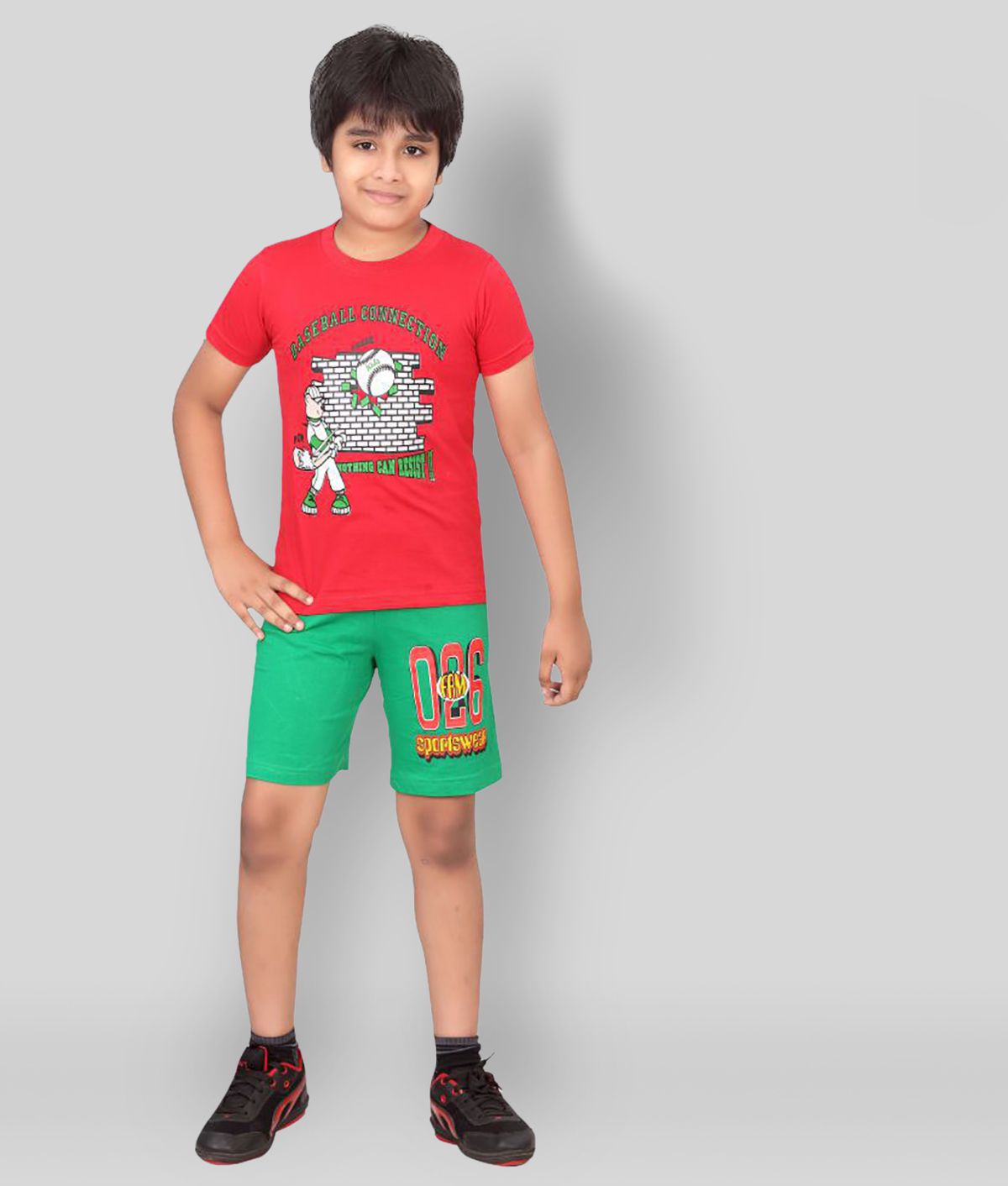     			Dongli - Multicolor Cotton Boy's T-Shirt & Shorts ( Pack of 2 )