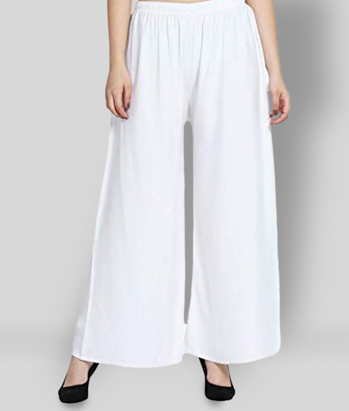 Buy GBNM - White Rayon Flared Women's Palazzos ( Pack of 1 ) Online at ...