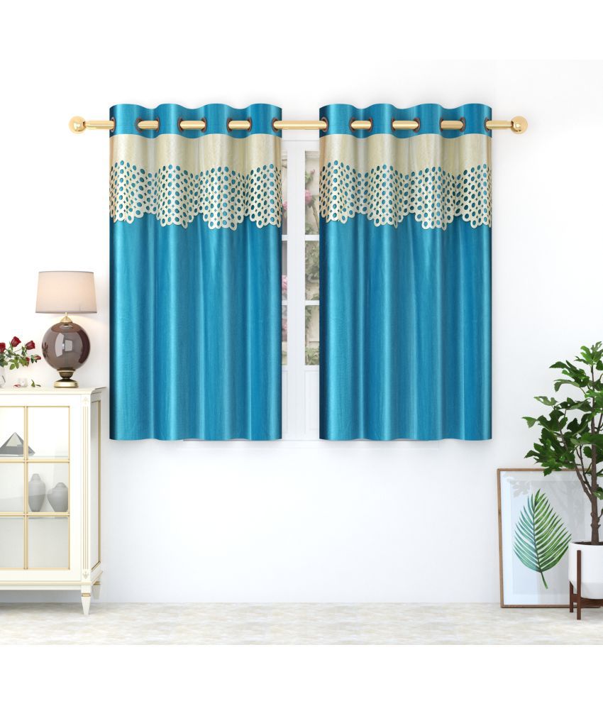     			Homefab India Solid Blackout Eyelet Window Curtain 5ft (Pack of 2) - Blue