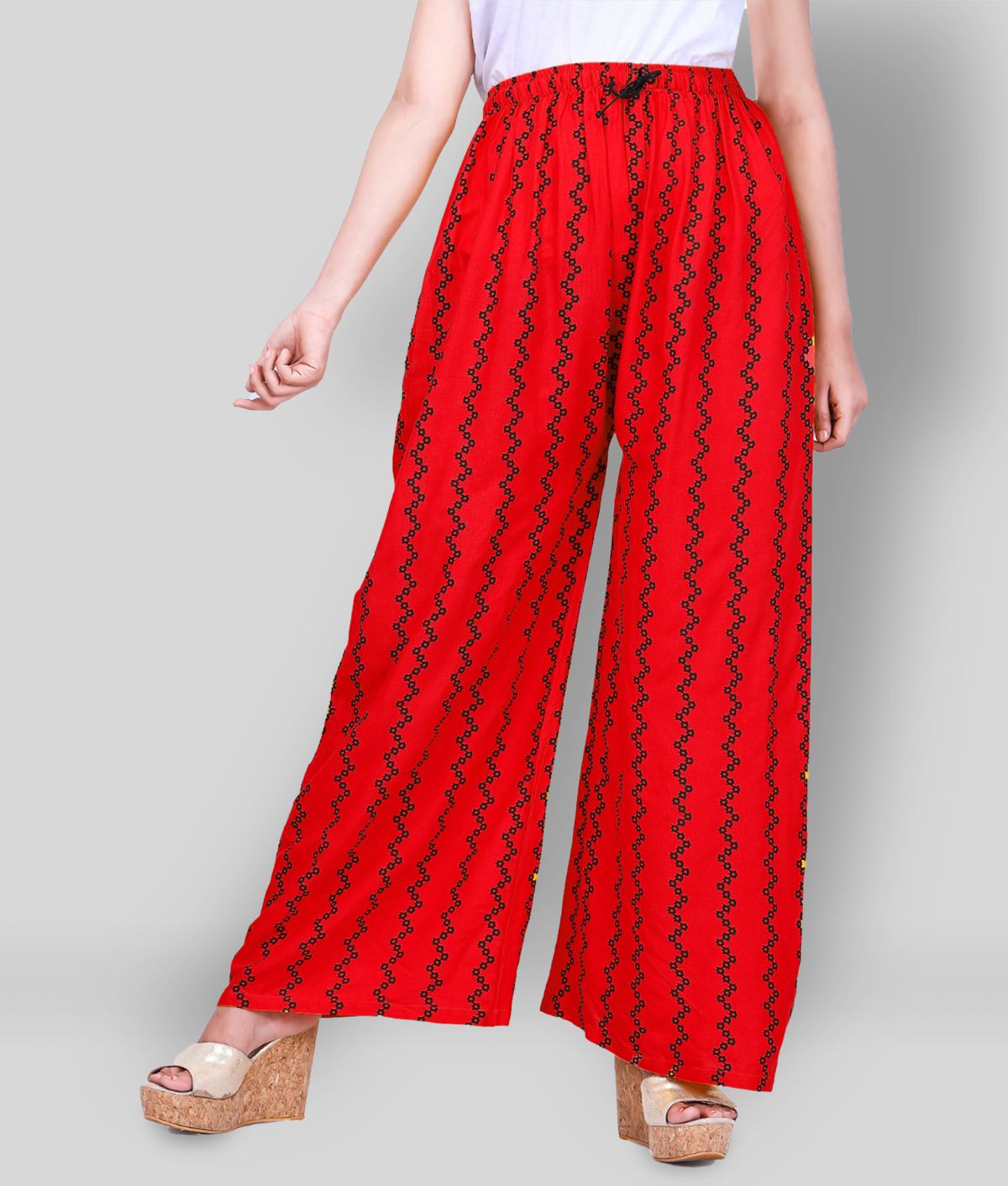     			NISA ART FASHION - Red Rayon Flared Women's Palazzos ( Pack of 1 )