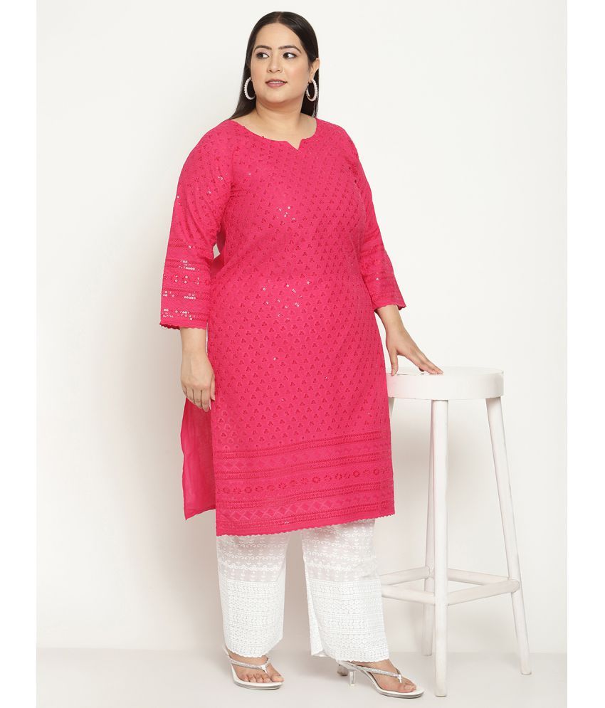     			Queenley - Pink Cotton Women's Straight Kurti ( Pack of 1 )