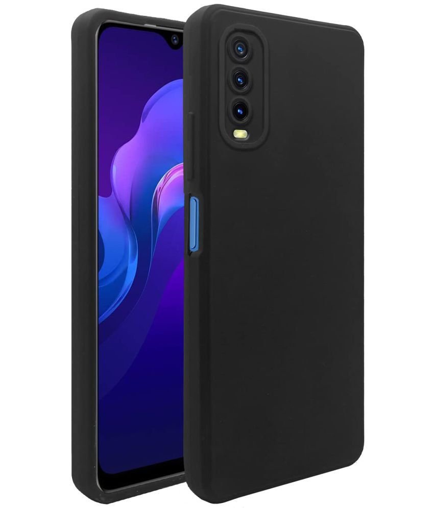     			Doyen Creations - Black Silicon Plain Cases Compatible For Vivo Y12s ( Pack of 1 )