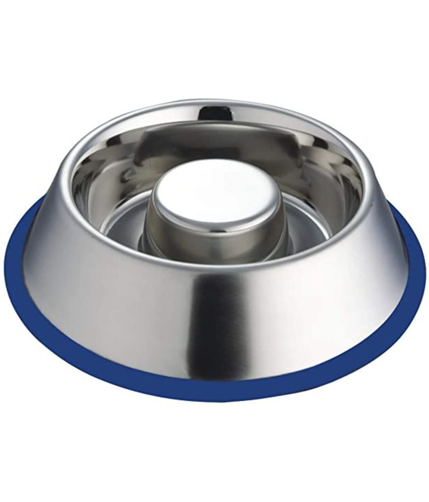     			ELTON Slow Feed Anti Choke Heavy Stainless Steel Dog Bowls Export Quality with 100% Silicon Bonded Rubber Ring - X Large