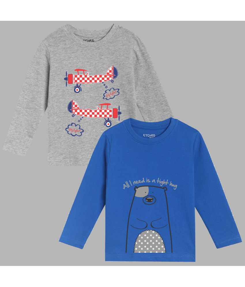 ETCHED DESIGN - Multicolor Cotton Boy's T-Shirt ( Pack of 2 )