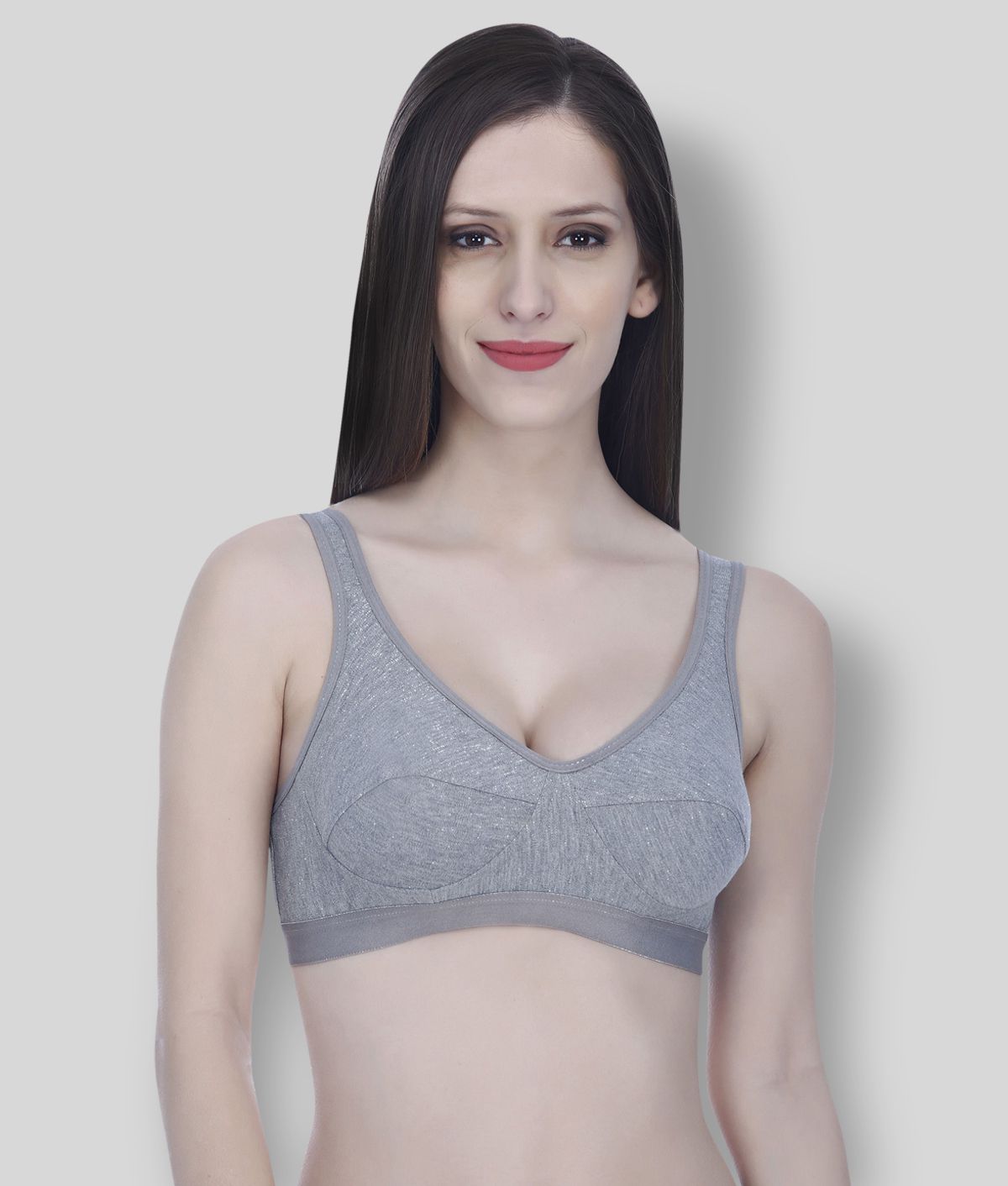     			Elina - Grey Cotton Non - Padded Women's T-Shirt Bra ( Pack of 2 )