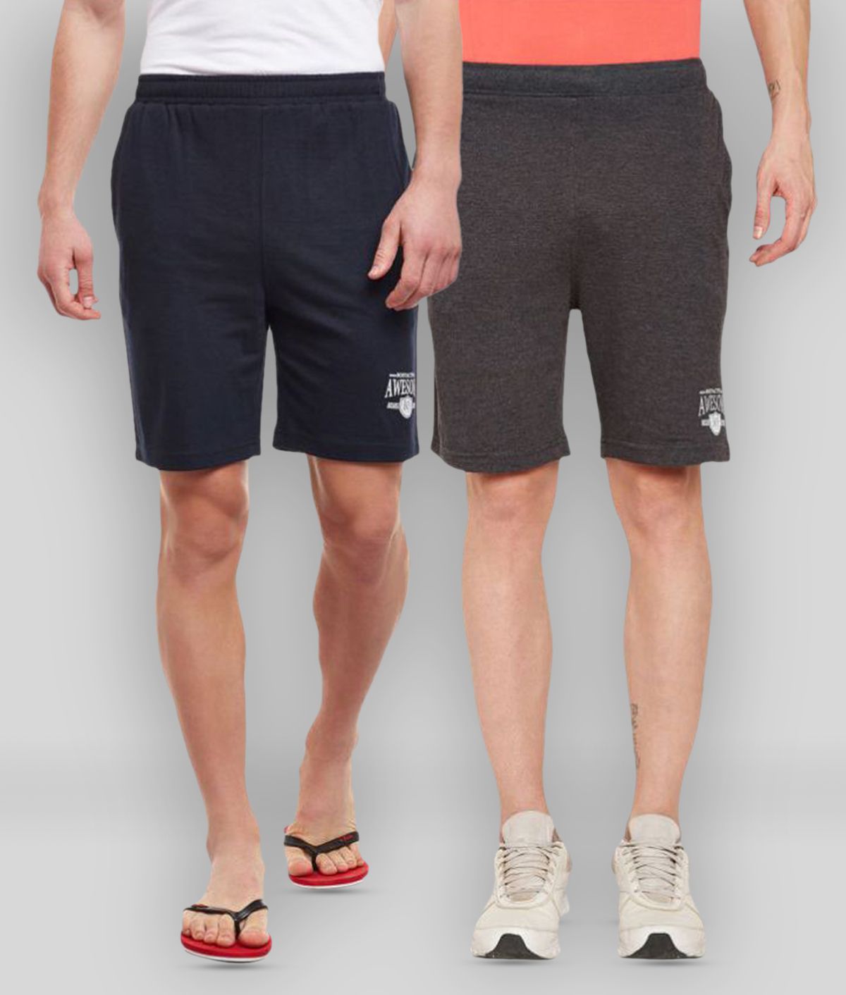     			Bodyactive Grey Cotton Outdoor & Adventure Shorts Pack of 2