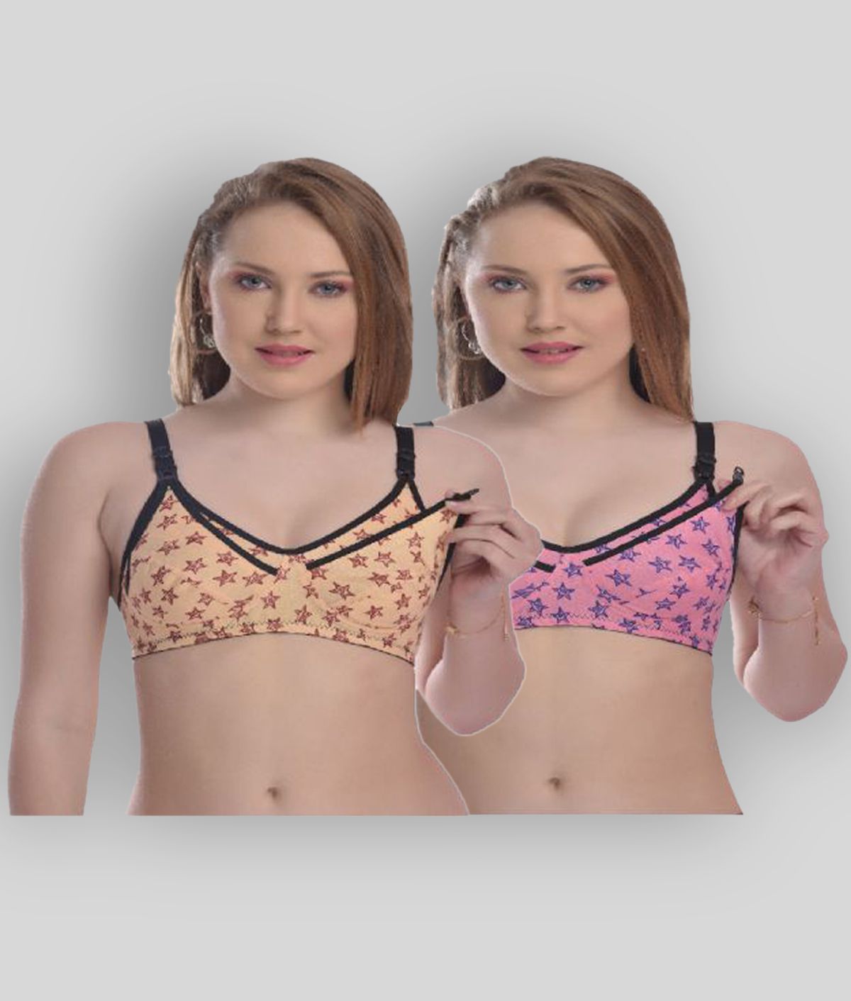 Desiprime - Lace Printed Multicolor Women's Maternity Bra - Pack of 2