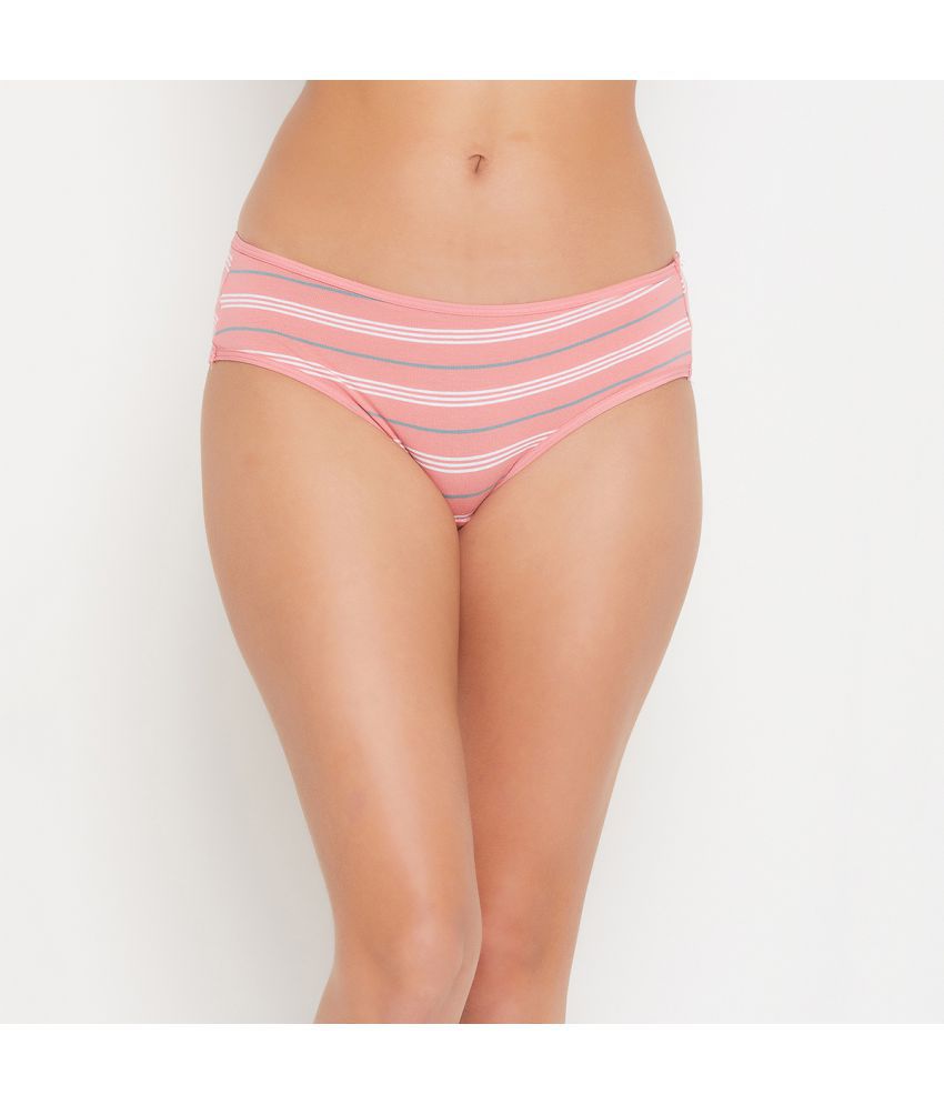     			Clovia - Pink Cotton Striped Women's Bikini ( Pack of 1 )