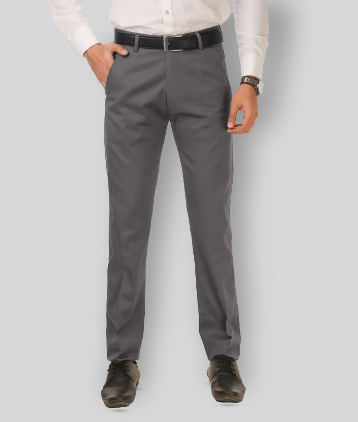     			Haul Chic - Dark Grey Polycotton Slim - Fit Men's Formal Pants ( Pack of 1 )