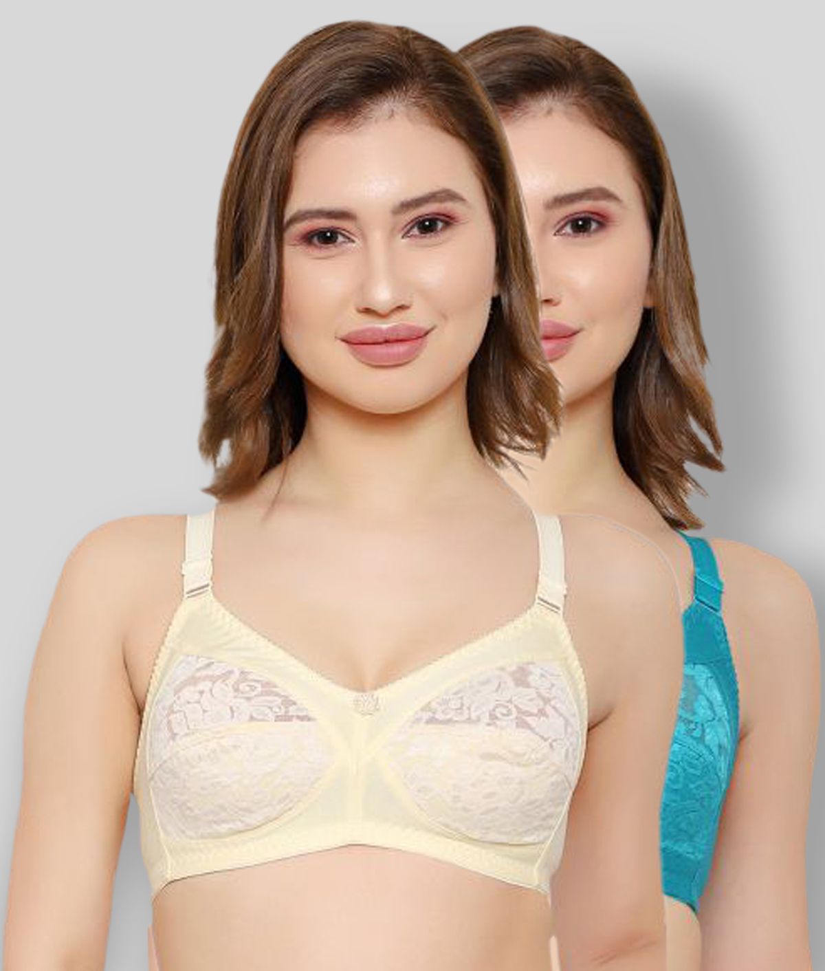     			KYODO - Multicolor Cotton Blend Non - Padded Women's Everyday Bra ( Pack of 2 )