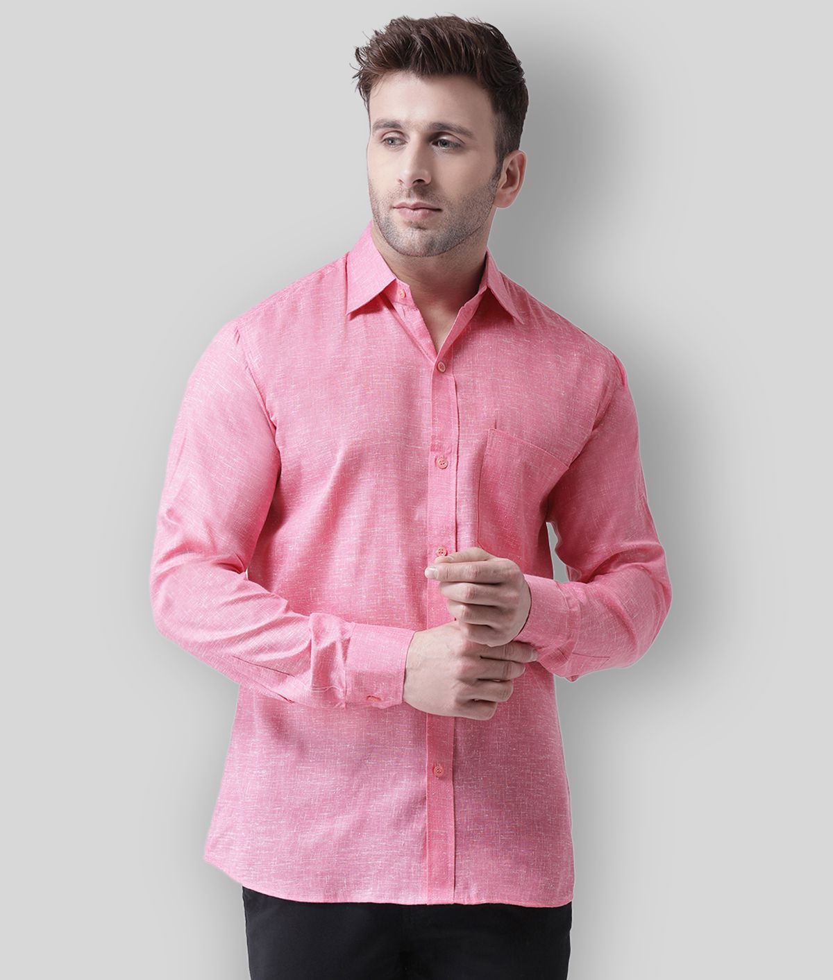     			RIAG - Pink Linen Regular Fit Men's Casual Shirt (Pack of 1)