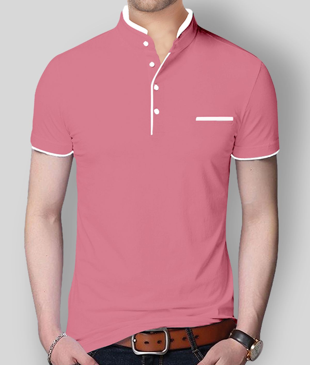     			AUSK - Peach Cotton Blend Regular Fit  Men's T-Shirt ( Pack of 1 )