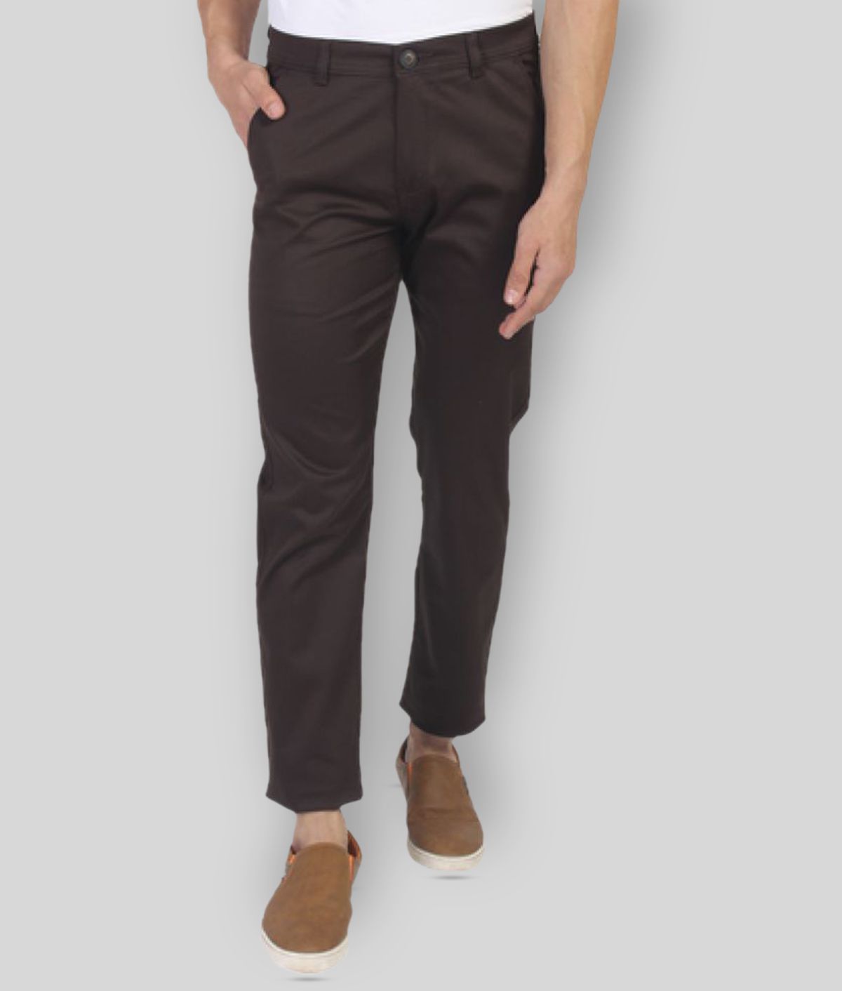 Fluidic - Brown Cotton Blend Regular Fit  Chinos (Pack of 1)