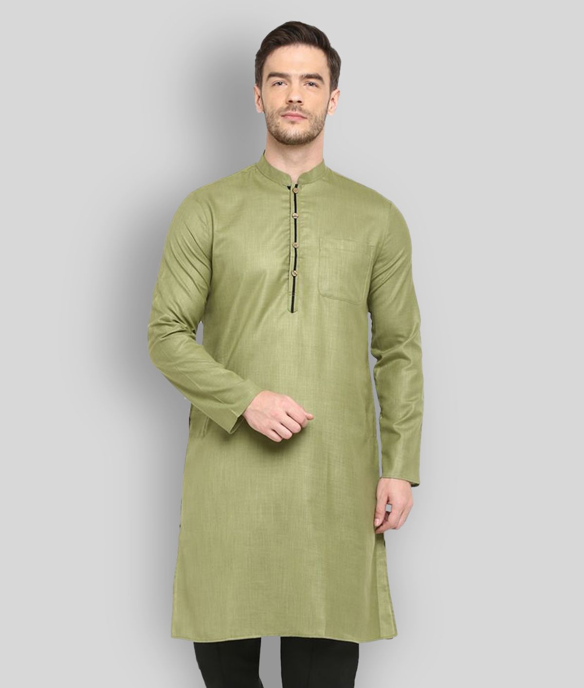     			Hangup - Olive Green Cotton Men's Regular Kurta ( Pack of 1 )