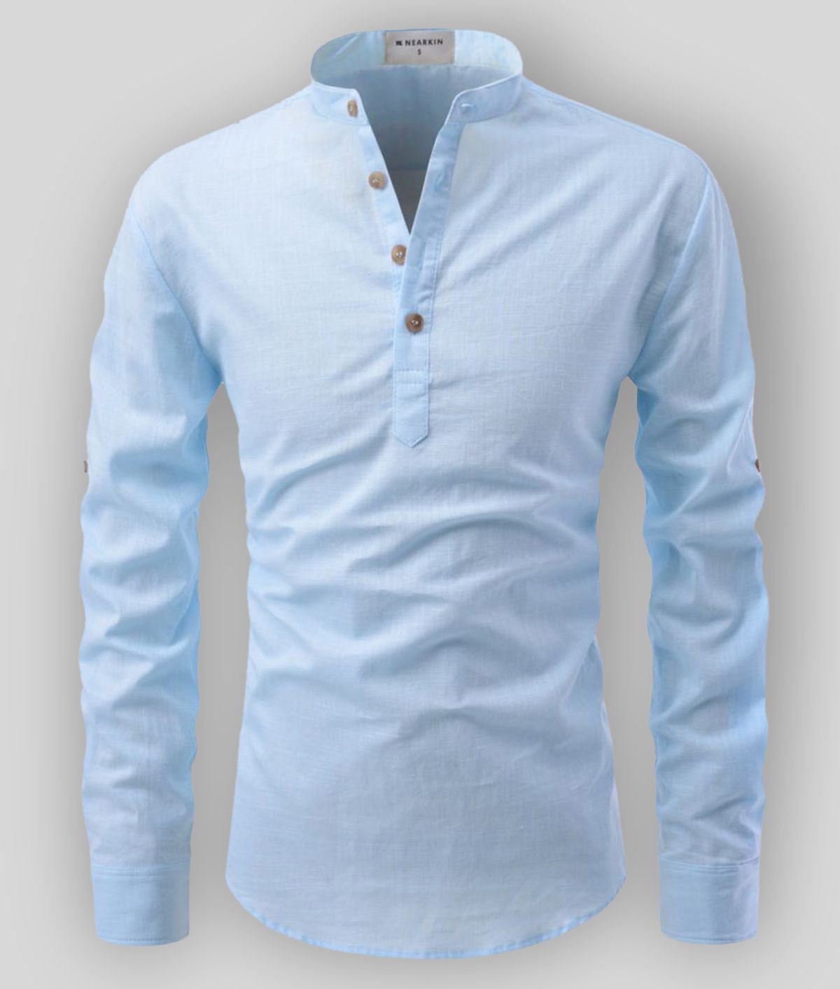     			Life Roads - Sky Blue Cotton Men's Shirt Style Kurta ( Pack of 1 )