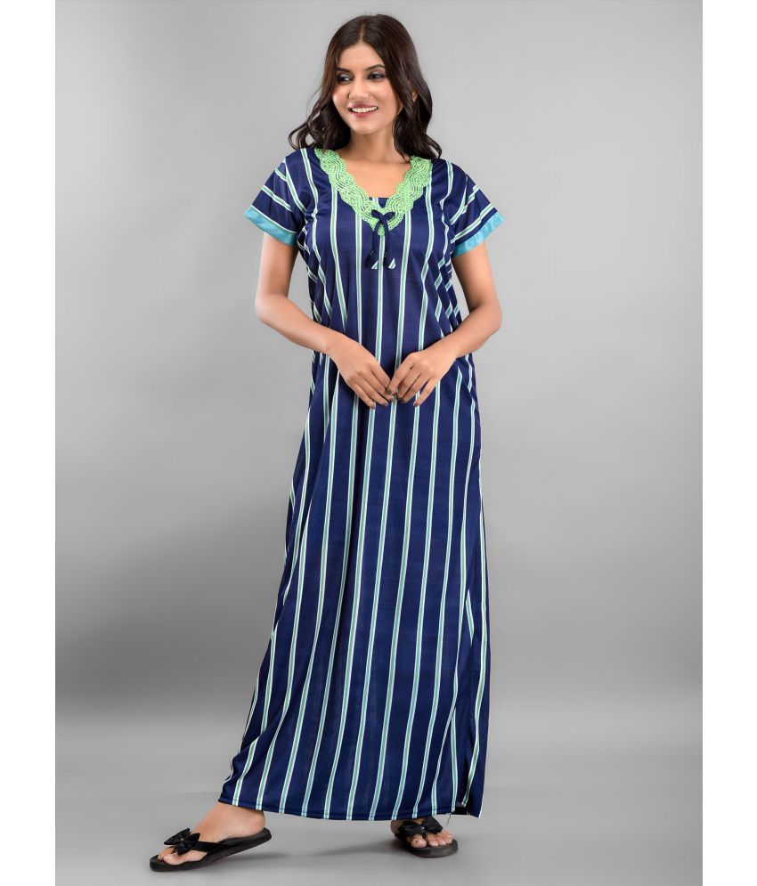     			Apratim - Blue Satin Women's Nightwear Nighty & Night Gowns ( Pack of 1 )