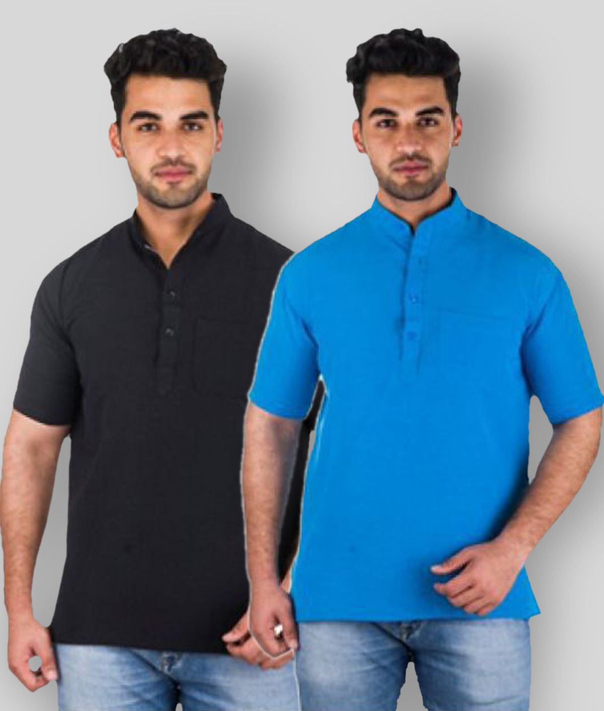     			DESHBANDHU DBK - Multicolor Cotton Men's Shirt Style Kurta ( Pack of 2 )