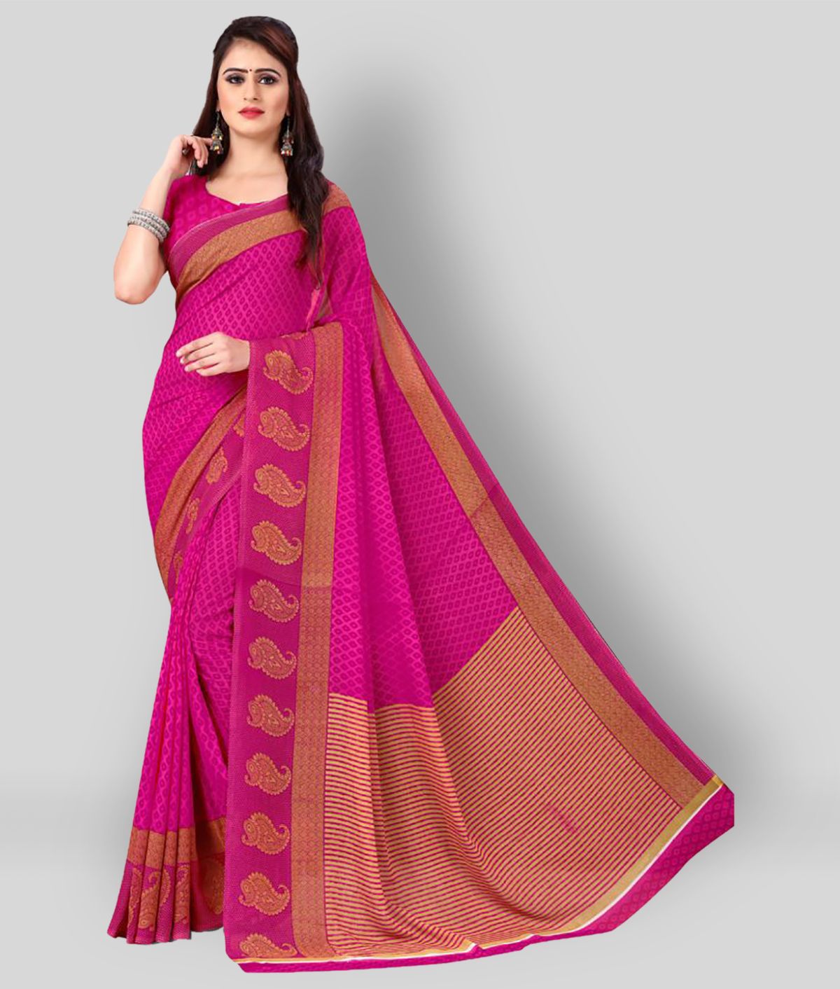     			ANAND SAREES - Pink Georgette Saree With Blouse Piece (Pack of 1)