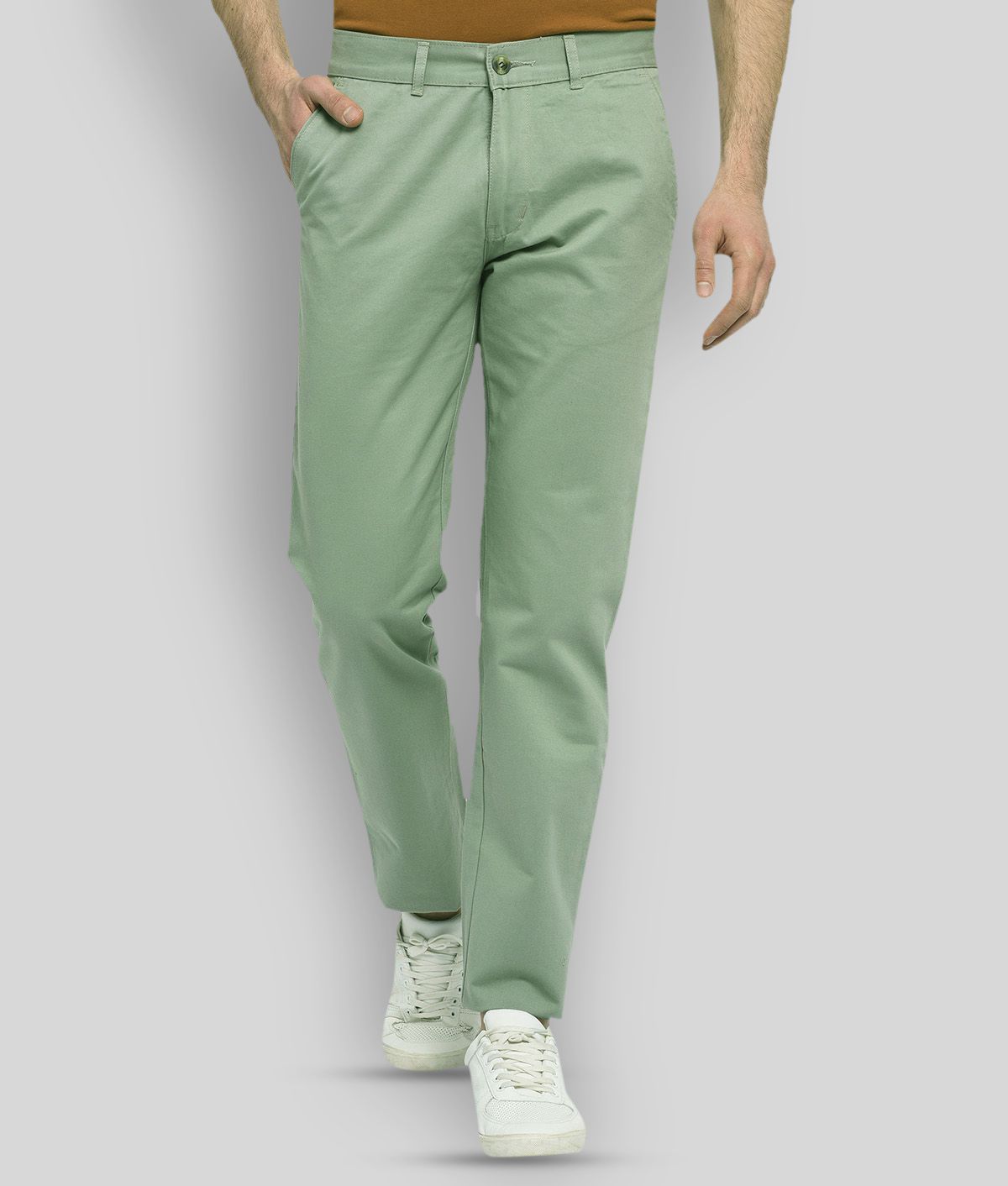     			Studio Nexx - Light Green Cotton Regular Fit  Chinos (Pack of 1)
