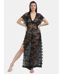 N-Gal - Black Nylon Women's Nightwear Kaftan ( Pack of 1 )