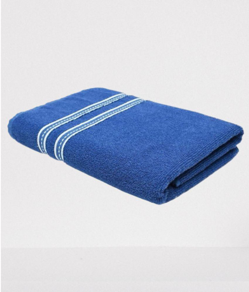 Dream Shades - Cotton Navy Blue Solid Bath Towel ( Pack of 1 )