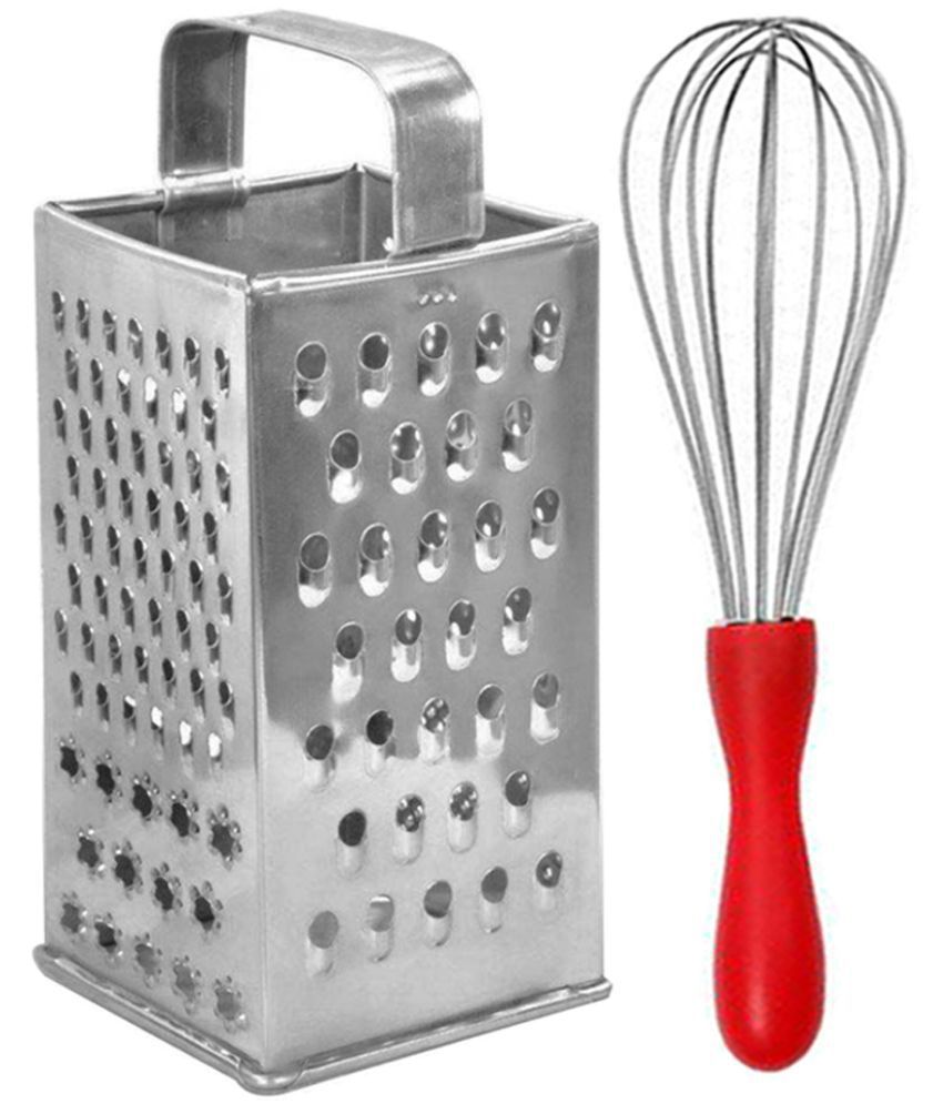     			JISUN - Silver Stainless Steel Big Grater+Whisk ( Pack 2 )