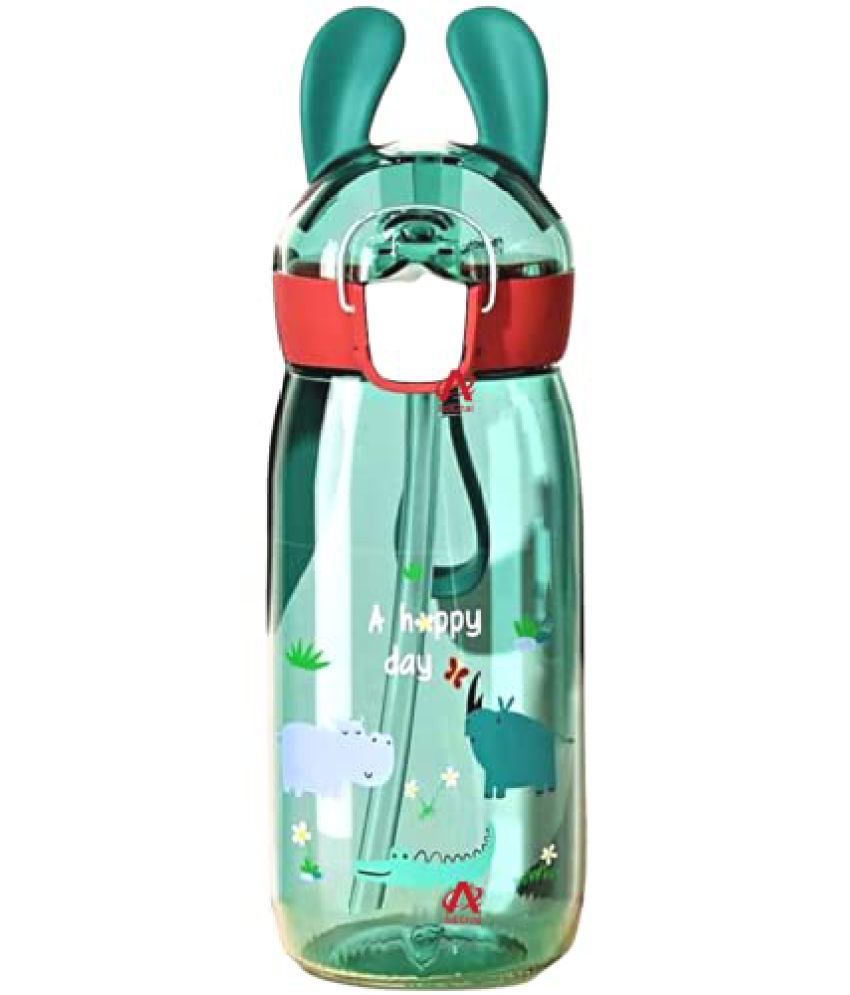     			AdiChai Plastic Cute Animal Water Bottle with Sipper , BPA Free Sipper Bottle for Kids -Anti-Leak Cute Cartoon Design Water Bottle with Straw for Kids (550 ML) ( Animal ) Set of 1