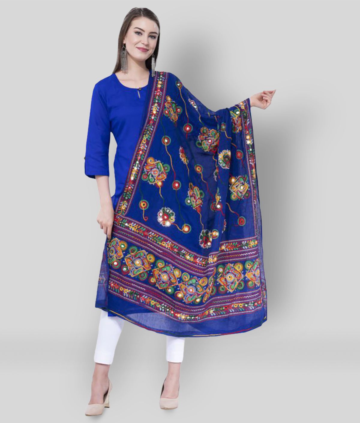     			A R Silk Blue Cotton Dupatta