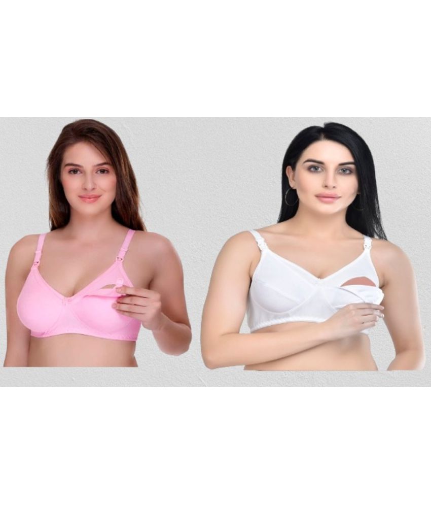     			Zourt - Multicolor Cotton Solid Women's Maternity Bra ( Pack of 2 )