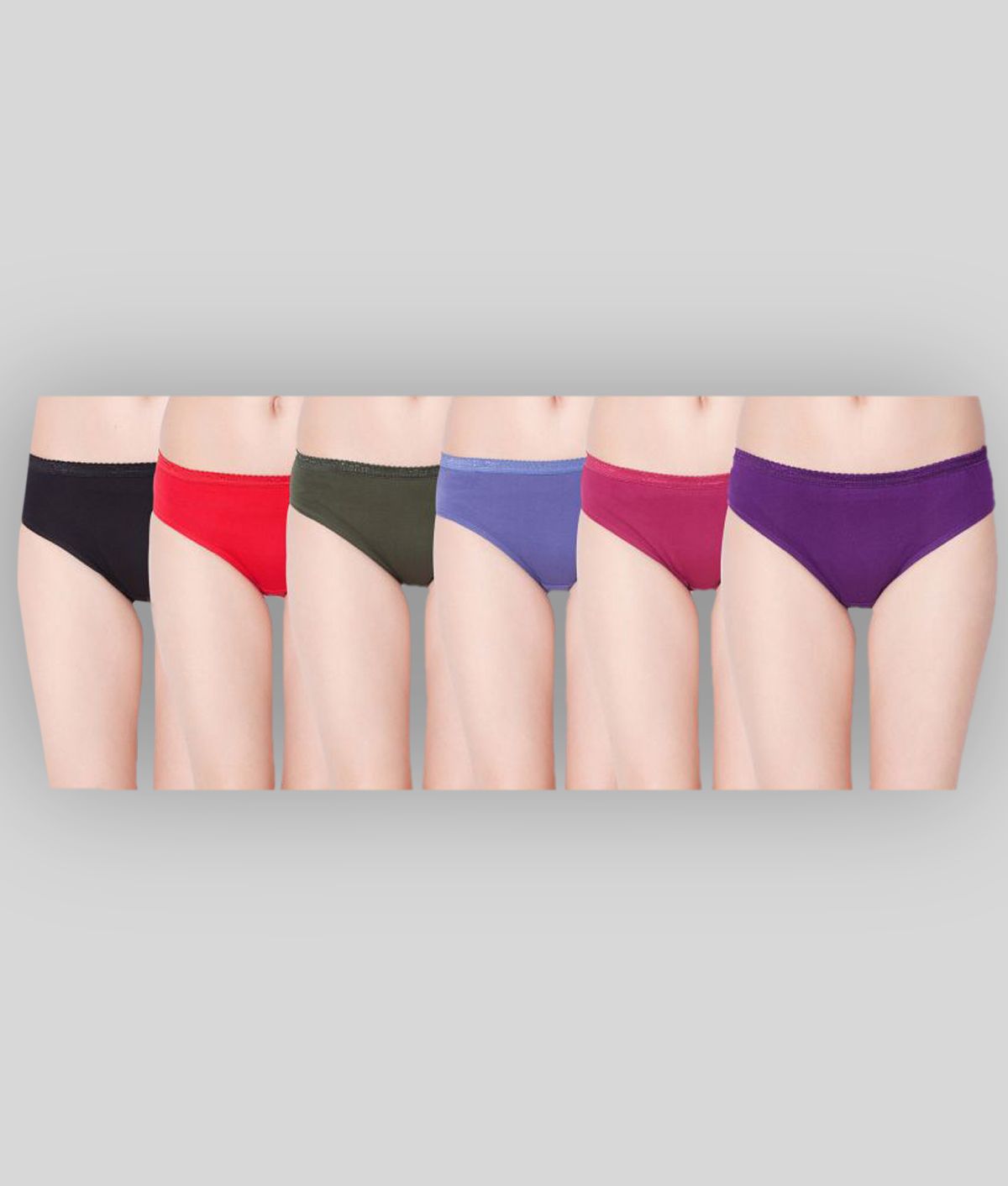     			Dollar Missy Pack of 6 Cotton Solid Women's Hipster ( Multi Color )