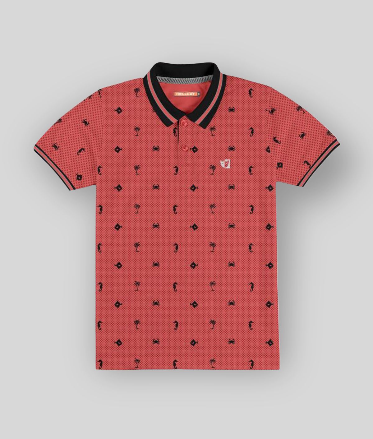 HELLCAT - Coral Cotton Blend Boy's Polo T-Shirt ( Pack of 1 )