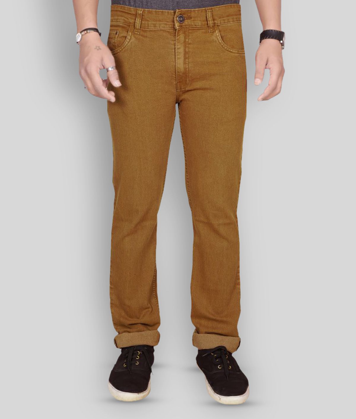 JB JUST BLACK - Brown Cotton Blend Regular Fit Men's Jeans ( Pack of 1 )