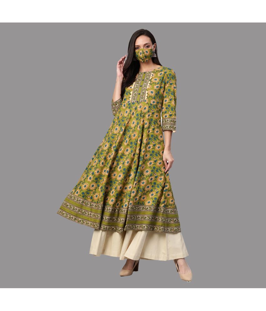     			Yash Gallery - Green Cotton Women's Anarkali Kurti ( Pack of 1 )