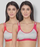 N-Gal Pink,Red Cotton Solid Sports Bra