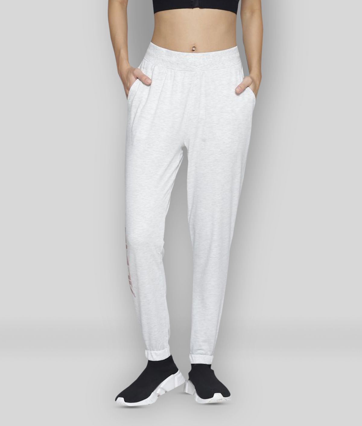     			Alcis White Cotton Trackpants - Single