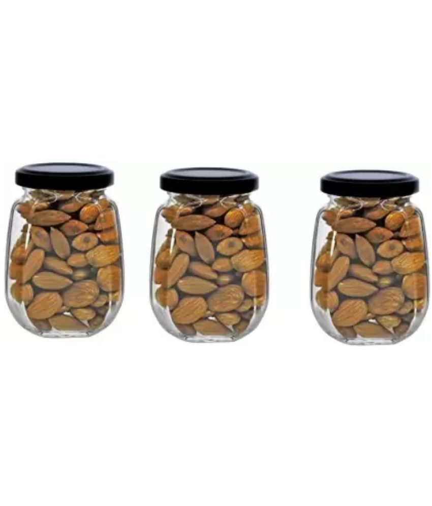     			CROCO JAR - Black Glass Food Container ( Pack of 3 )